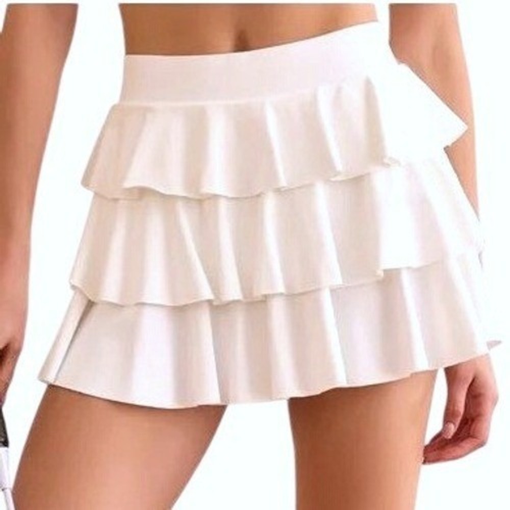 AS Revival Ruffle Tiered Mini Skort Women Small White Athletic Tennis Preppy